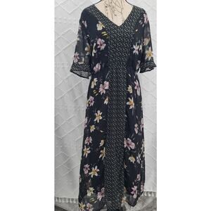 Dr2 Stitch Fix Whimsy floral midi dress Size Medium Fairy Whimsigoth office